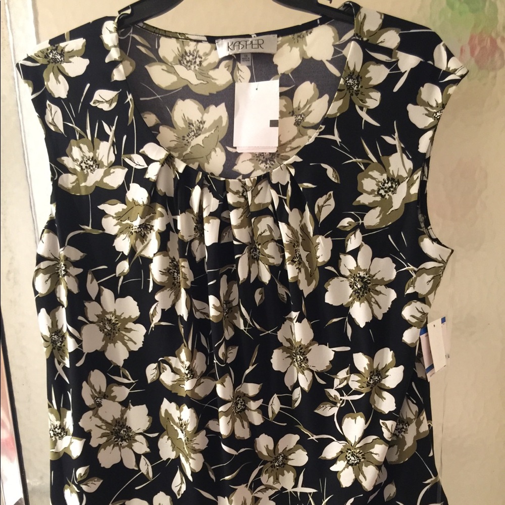 NWT Kasper Multicolored Sleeveless Blouse 1X $50